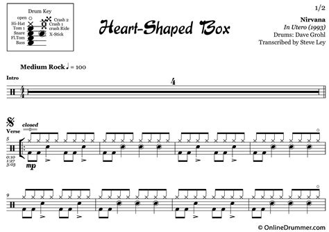 This search box searches only web sites that provide free sheet music. Heart-Shaped Box - Nirvana - Drum Sheet Music | OnlineDrummer.com