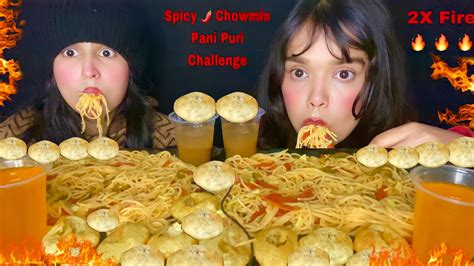 Eating Unlimited Spicy Chowmein Challenge And Pani Puri In 5 Mins 🌶 Youtube