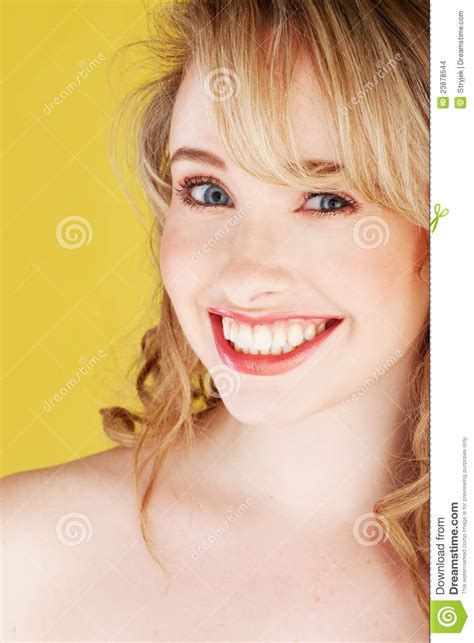 Close Up Portrait Of Smiling Blonde Stock Photo Image Of Cheerful