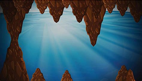Underwater Cavern With Sunlight Art Clip Art Caves Vector Art Clip
