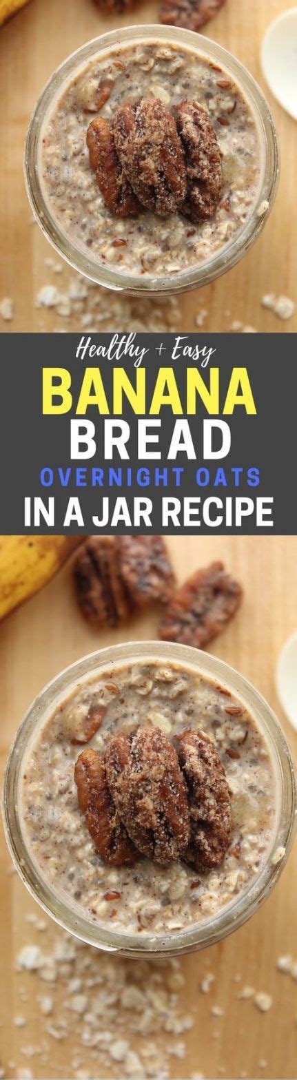 Simple peanut butter overnight oats made with just 5 ingredients and 5 minutes prep time. Easy brunch ideas mornings overnight oats 45+ ideas for 2019 #brunch | Low calorie overnight ...