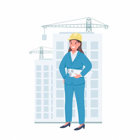 Woman Architect Construction Engineer Contractor Illustration