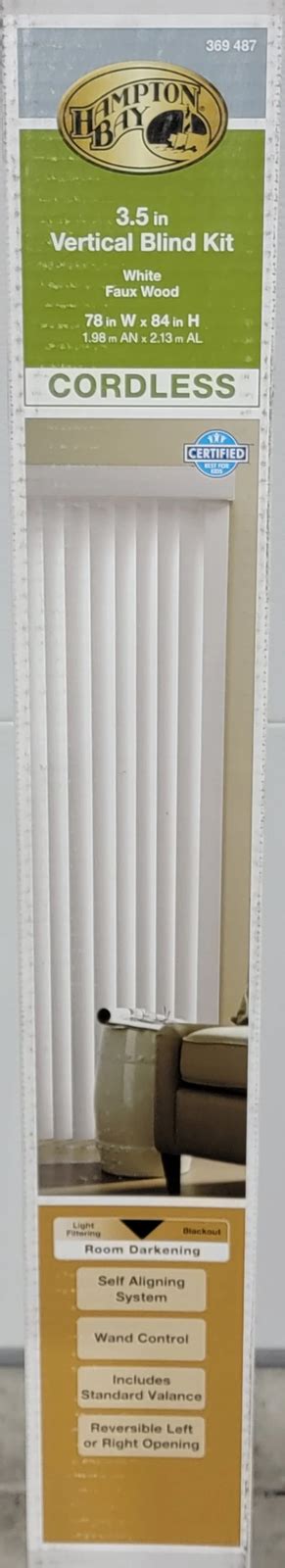 Hampton Bay White Vertical Blind Kit Sliding Door Patio Window 78 W X