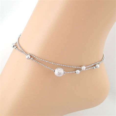 Simple Silver Double Layer Anklet Vincraft