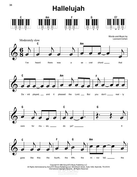 Beginner Hallelujah Easy Sheet Music With Letters 48 Hallelujah Von