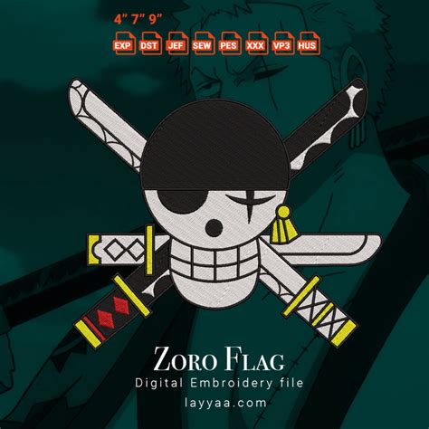 Digital Embroidery Zoro Flag One Piece Accessories