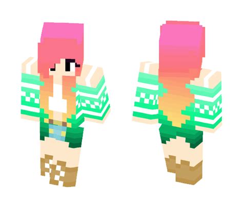 Download Mint Girl With Ombre Hair Minecraft Skin For Free
