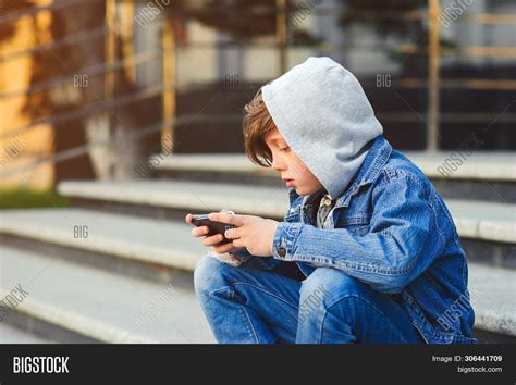 Boy Use Phone Plays Image And Photo Free Trial Bigstock