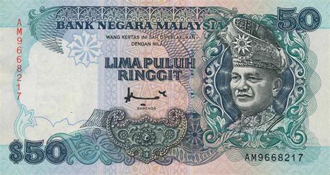 One myr is 0,2425 usd and one usd is 4,1235 myr. RealBanknotes.com > Malaysia p31C: 50 Ringgit from 1995