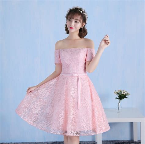 luz rosa moderna bonita formal curto lace top elegante vestido de damas de honra da dama de