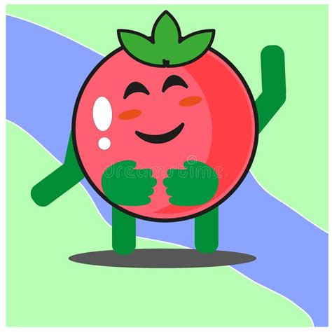 Cute Tomato Fruits Cartoon Face Mascot Character With Hand And Leg