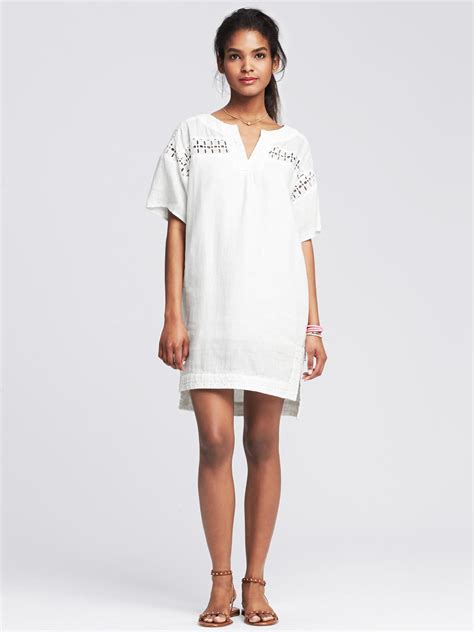 Banana Republic Eyelet Linen Dress In White Lyst Lovely Dresses