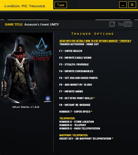 Скачать Assassin s Creed Unity Трейнер Trainer 13 1 5 0 LinGon