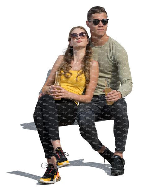Cut Out Couple Sitting In The Sun And Drinking Soft Drinks Vishopper
