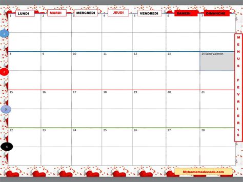 Ils se présentent sous forme de semainier de repas en pdf format a4. MENUS A IMPRIMER - My Homemade Cook