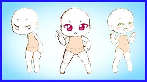 How To Draw 3 Easy Chibi Standing Poses Tutorial Youtube