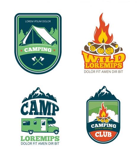 outdoor adventure camp hiking camping vector labels emblems logos badges travel with