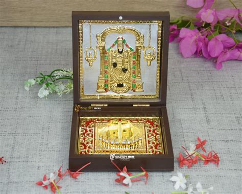 Goldtideas 24k Gold Plated Square Tirupati Balaji Photo Frame With