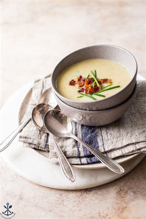 Creamy Cauliflower Soup With Cheddar Cheese And Bacon The Beach House