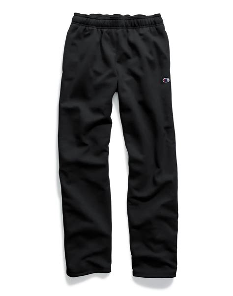 Champion Cotton Powerblend® Fleece Open Bottom Pants In Black For Men