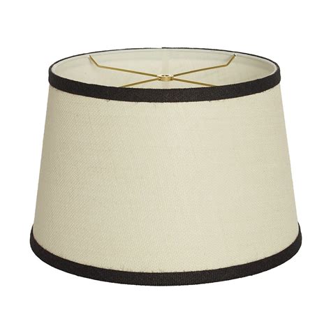 16 White Burlap Modified Shade With Contrast Trim In 2021 White Lamp
