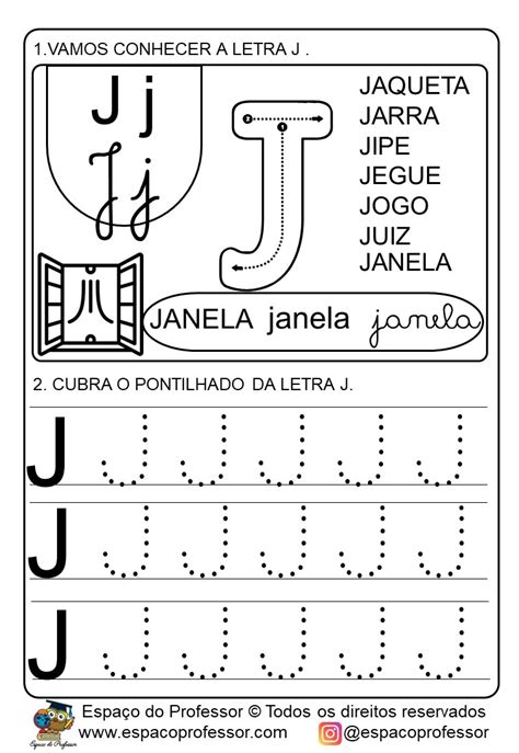 Atividades para educação infantil atividade letra J