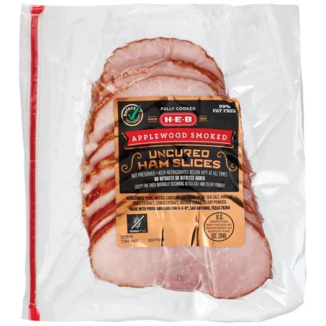 H E B Select Ingredients Applewood Smoked Uncured Ham Slices Shop Meat At H E B