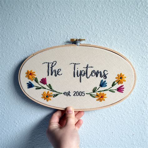 Custom Wedding Embroidery Hoop Anniversary T Wildflowers Etsy