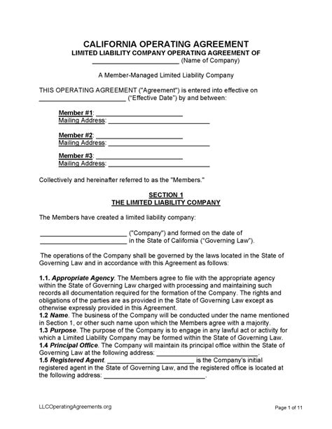 Free California Llc Operating Agreements 2 Free Llc Operating