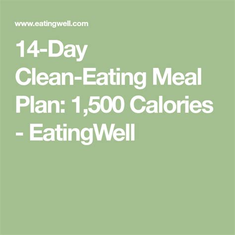 14 Day Clean Eating Meal Plan 1500 Calories Eatingwell Vegan Meal