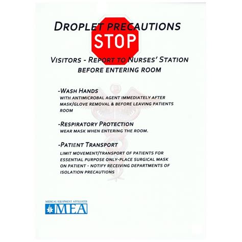 Droplet Percaution Sign 85 X 11 Laminated Precaution Signs