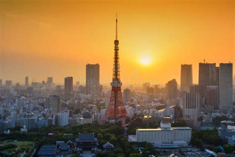 Tokyo Tower At Sunset Japan Editorial Stock Photo Image Of Night