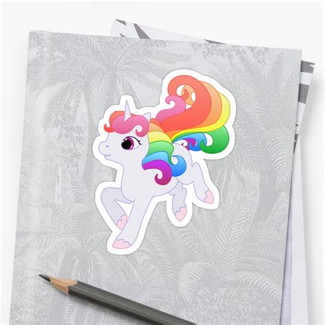 Cute Baby Rainbow Unicorn Stickers By Lyddiedoodles Redbubble
