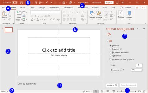 Interface In Powerpoint 365 For Windows