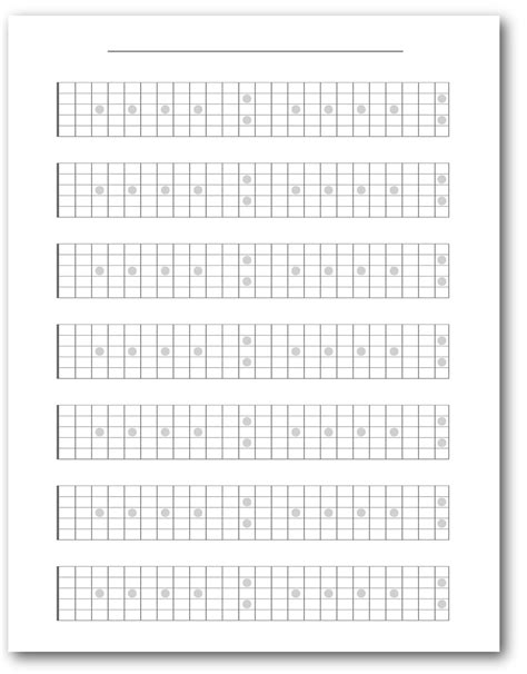 Blank Fretboard Diagrams For 6 String Guitar Printable 7 Per Page Blank Chord Charts Blank