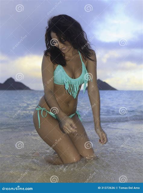 meisje in bikini op het strand stock foto image of eiland bikini 31372636