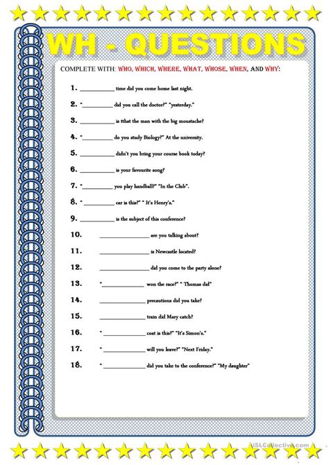 Wh Questions Worksheet Free Esl Printable Worksheets