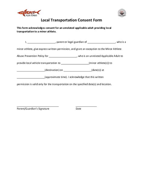 Fillable Online Local Transportation Consent Form Fax Email Print Pdffiller