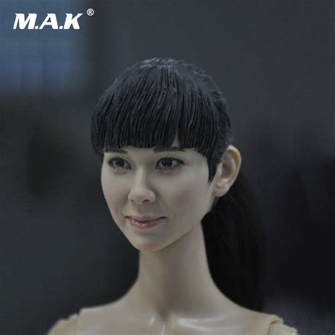 16 Scale Asian Female Head Figure Black Hair Doll Headplay 16 Action