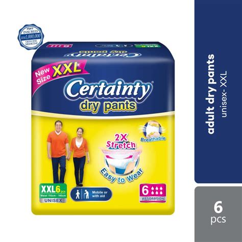 Certainty Drypants Adult Diaper Xxl 6s Comfortably Slim Alpro Pharmacy