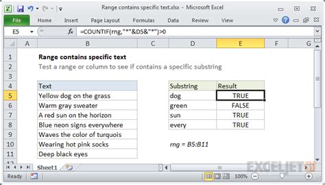 Range Contains Specific Text Excel Formula Exceljet