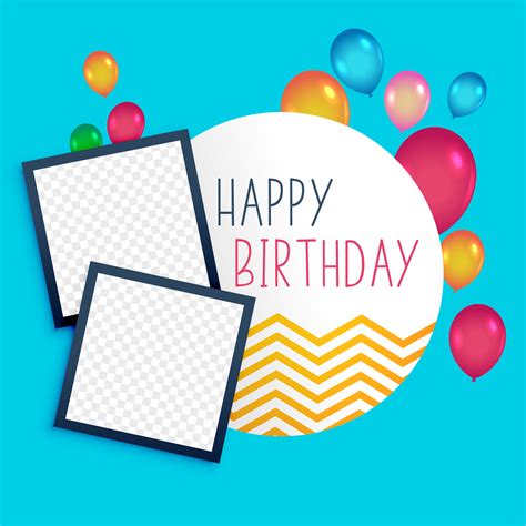 Happy Birthday Template With Photo Frame Download Free Vector Art