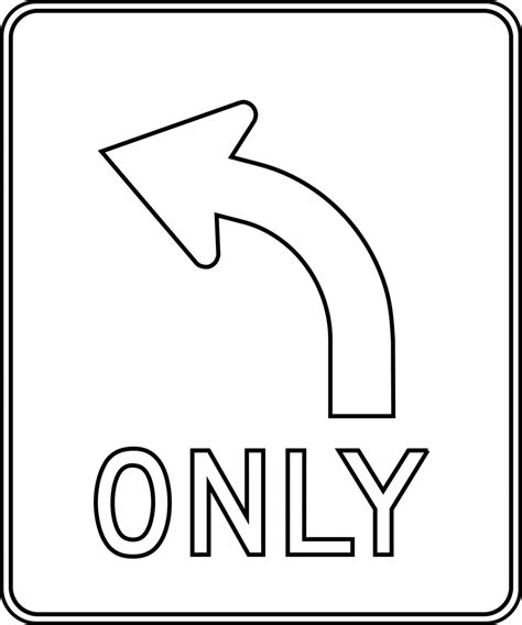 Left Turn Only Outline Clipart Etc