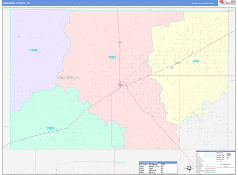 Cimarron County Ok Wall Map Color Cast Style By Marketmaps