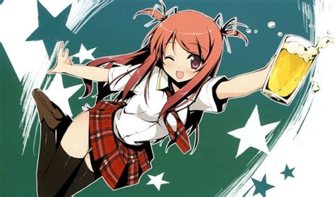 Beers School Uniforms Anime Girls Kantoku Artist Original