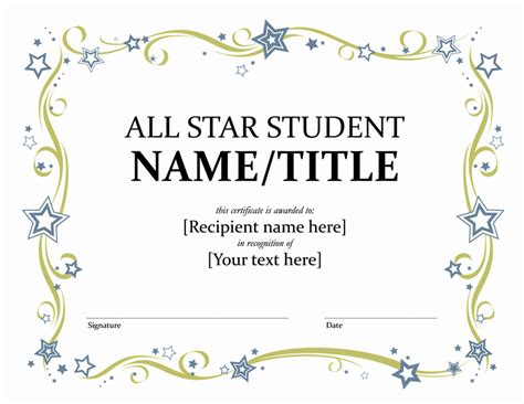 √ 20 Star Student Award Printable ™ Dannybarrantes Template