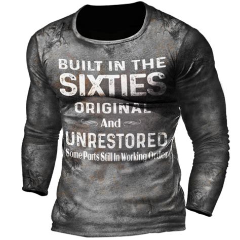 Mens Built In The Sixties Unrestored Motorcy Printed T Shirt