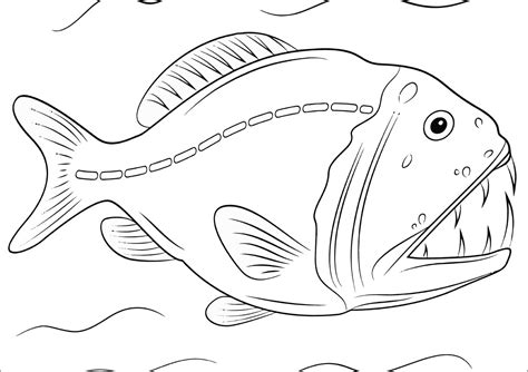 Simple Piranha Coloring Pages