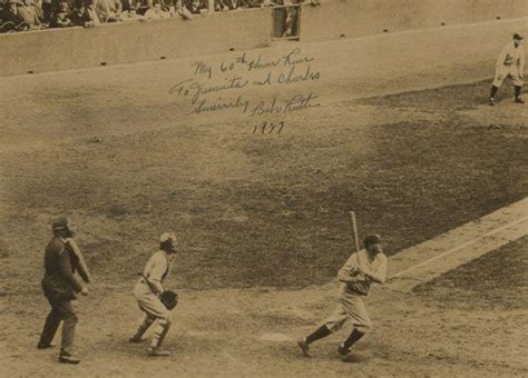 For Sale Signed 100k Babe Ruth Photo Of Him Hitting His 60th Home Run