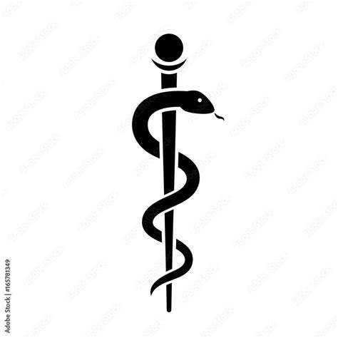 Snake With Stick Ancient Medical Symbol Stock Vector Adobe Stock